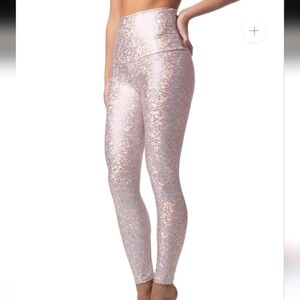 EMILY HSU Designs Iridescent Pink Permaid Sneaker Leggings. Size SM NWT